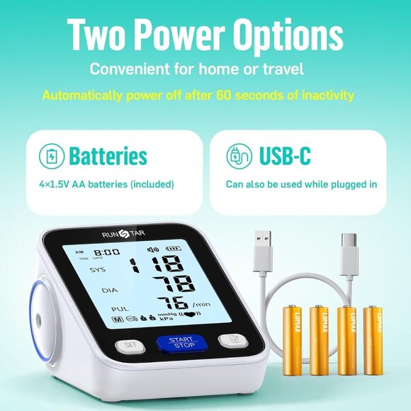 Upper Arm Blood Pressure Monitor with Wide Range Cuff (8.7'' -16.5'') for Home U - Picture 7 of 7